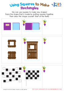 Using Squares to Make Rectangles Worksheet: Free Printable PDF for Children